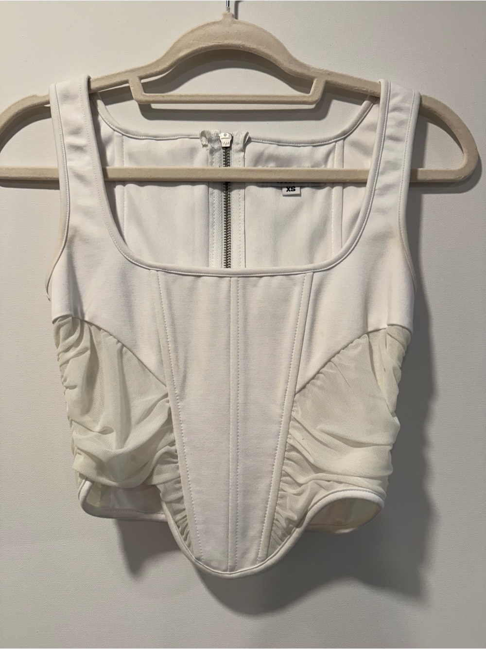 I.AM.GIA White Structured Corset Crop Top